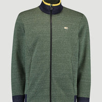 2-Knit Full Zip Cardigan | Dark Green Melee