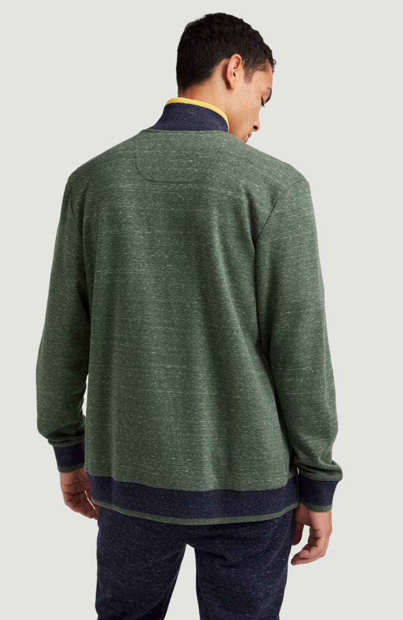 2-Knit Full Zip Cardigan | Dark Green Melee