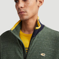 2-Knit Full Zip Cardigan | Dark Green Melee