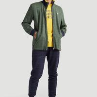 2-Knit Full Zip Cardigan | Dark Green Melee