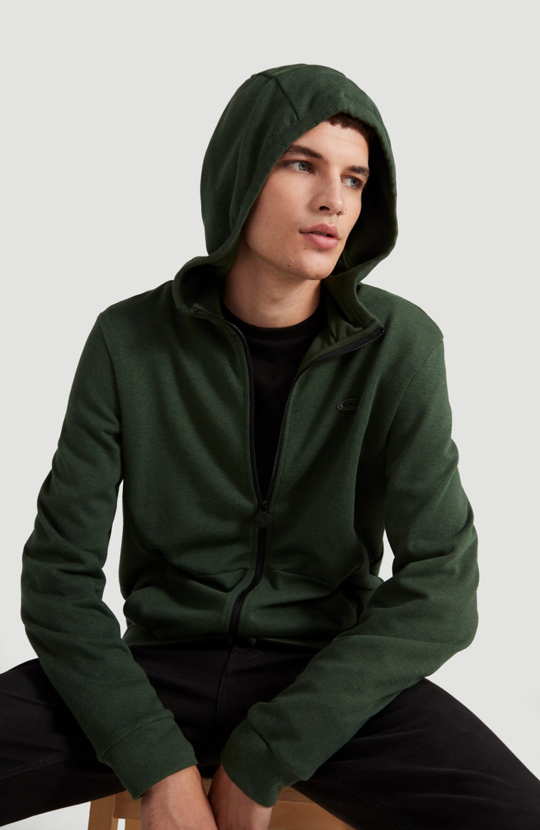 2-Knit Full Zip Hoodie | Dark Green Melee