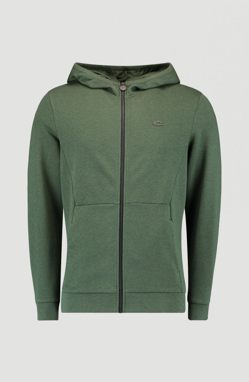 2-Knit Full Zip Hoodie | Dark Green Melee