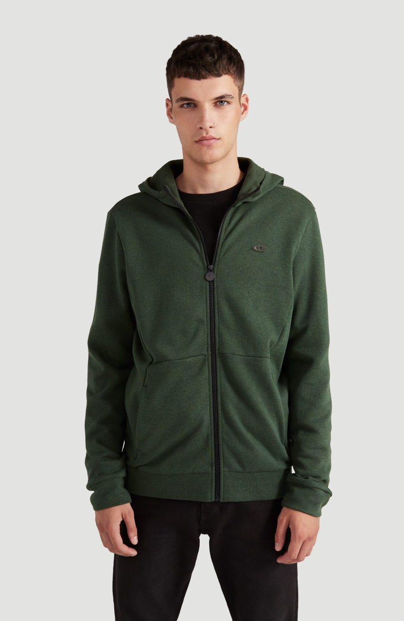 2-Knit Full Zip Hoodie | Dark Green Melee