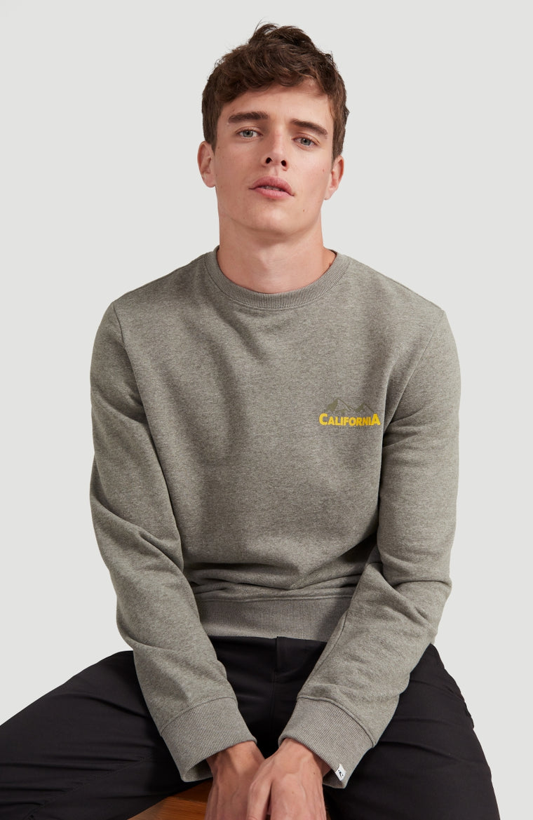Cali Outdoor Crew Neck Sweatshirt | Dark Green Melee