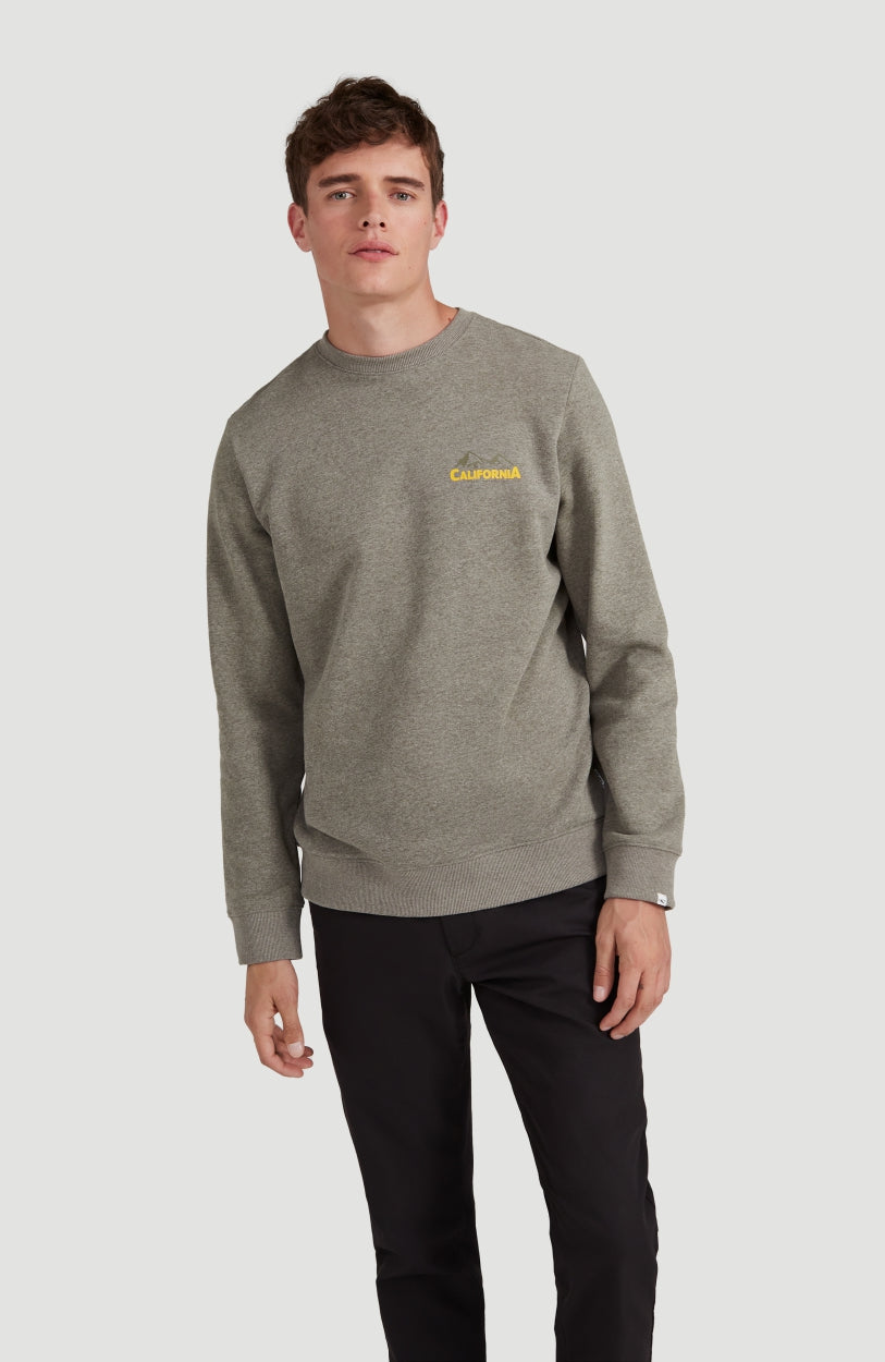 Cali Outdoor Crew Neck Sweatshirt | Dark Green Melee