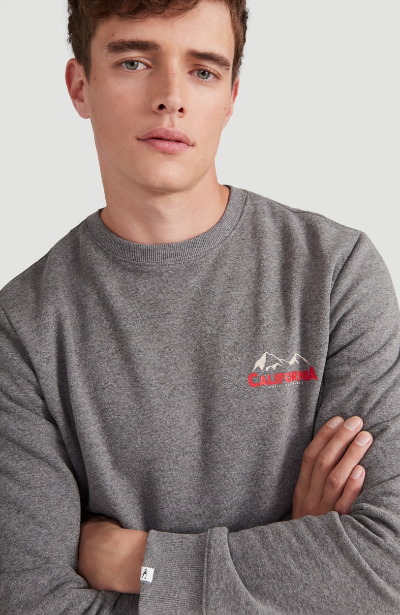 Cali Outdoor Crew Neck Sweatshirt | Dark Grey Melee -A