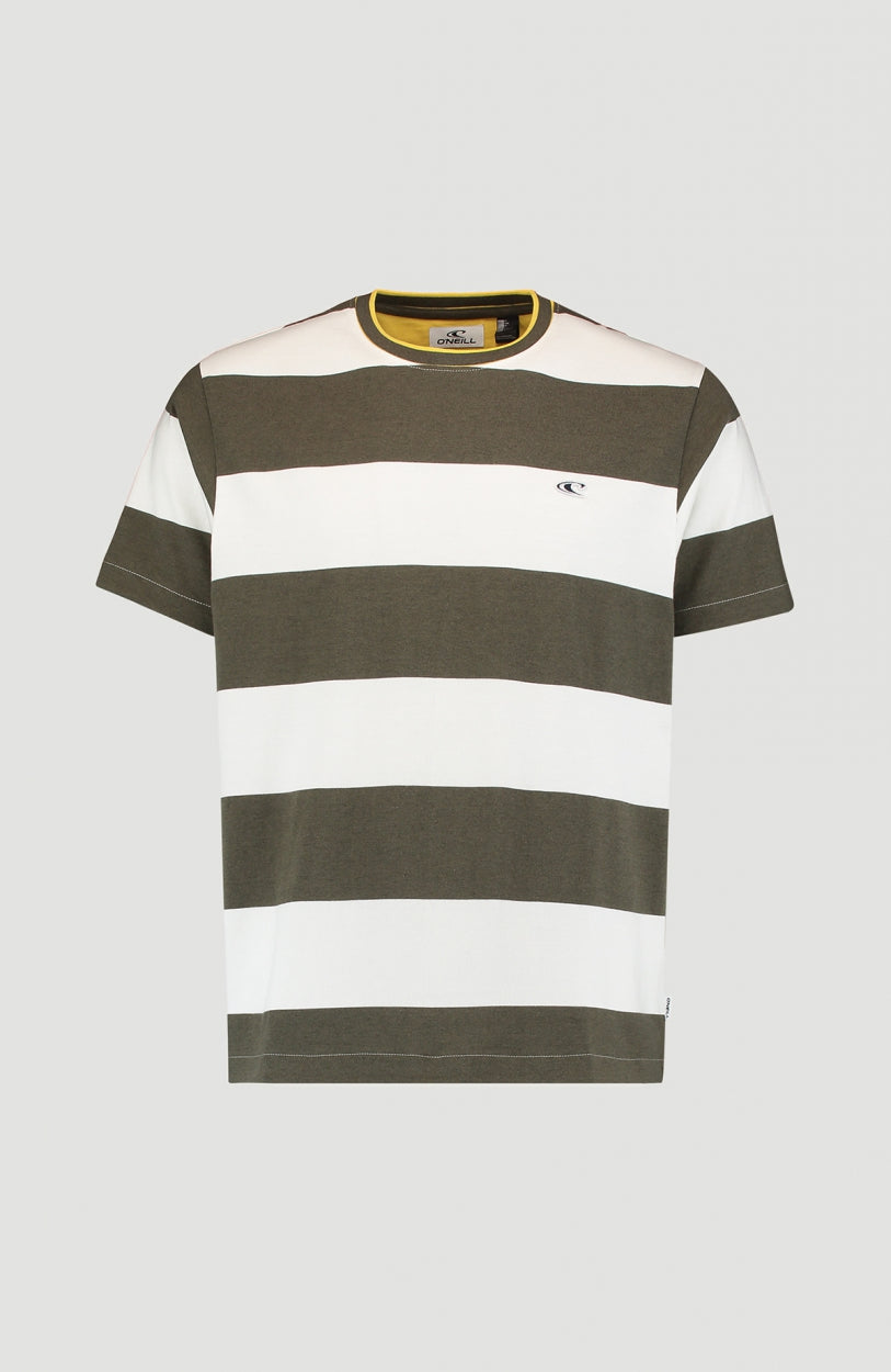 Block Stripe T-Shirt | Powder White