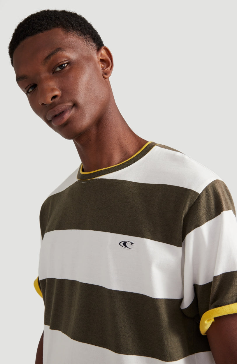 Block Stripe T-Shirt | Powder White