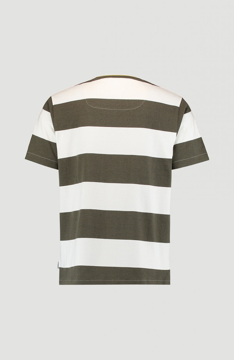 Block Stripe T-Shirt | Powder White