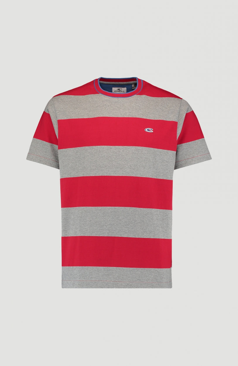 Block Stripe T-Shirt | Haute Red -A