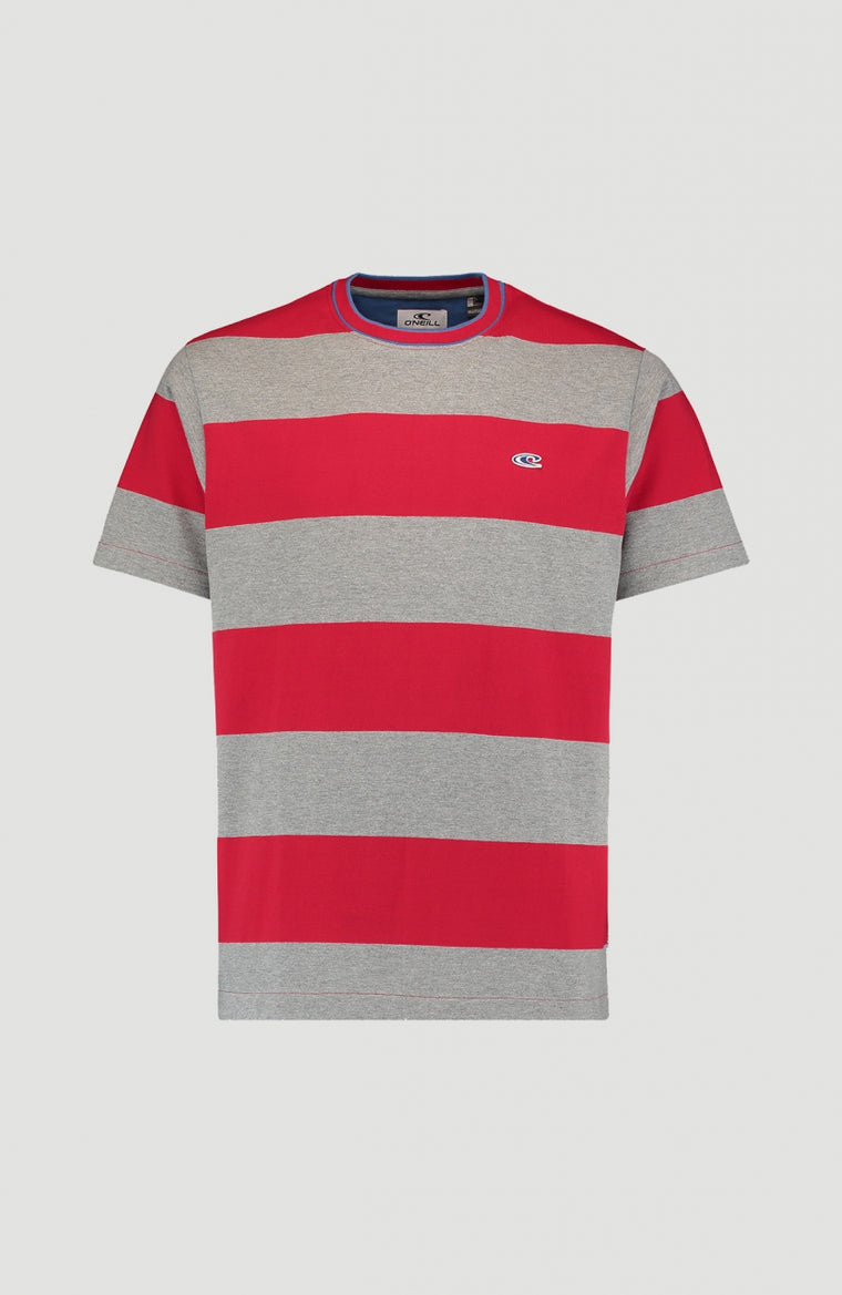 Block Stripe T-Shirt | Haute Red -A