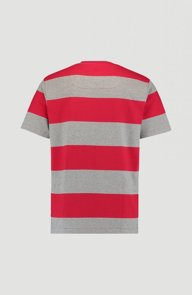 Block Stripe T-Shirt | Haute Red -A