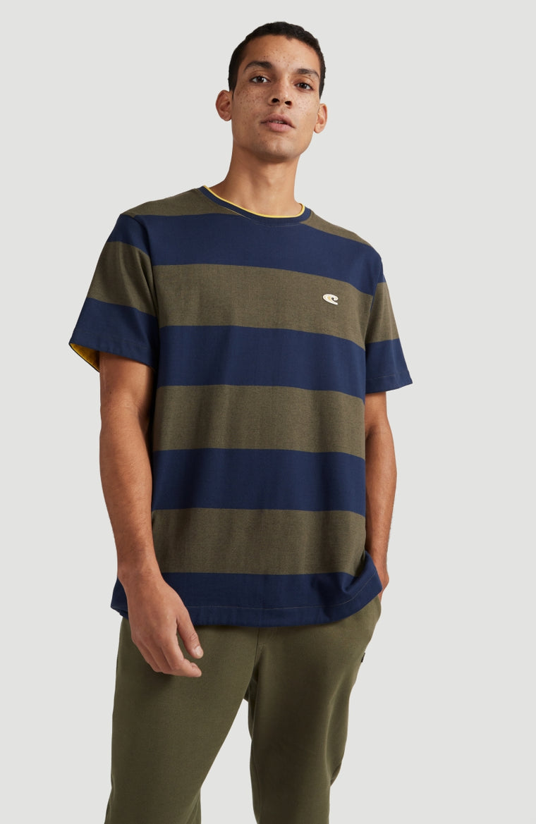 Block Stripe T-Shirt | Dark Green Melee