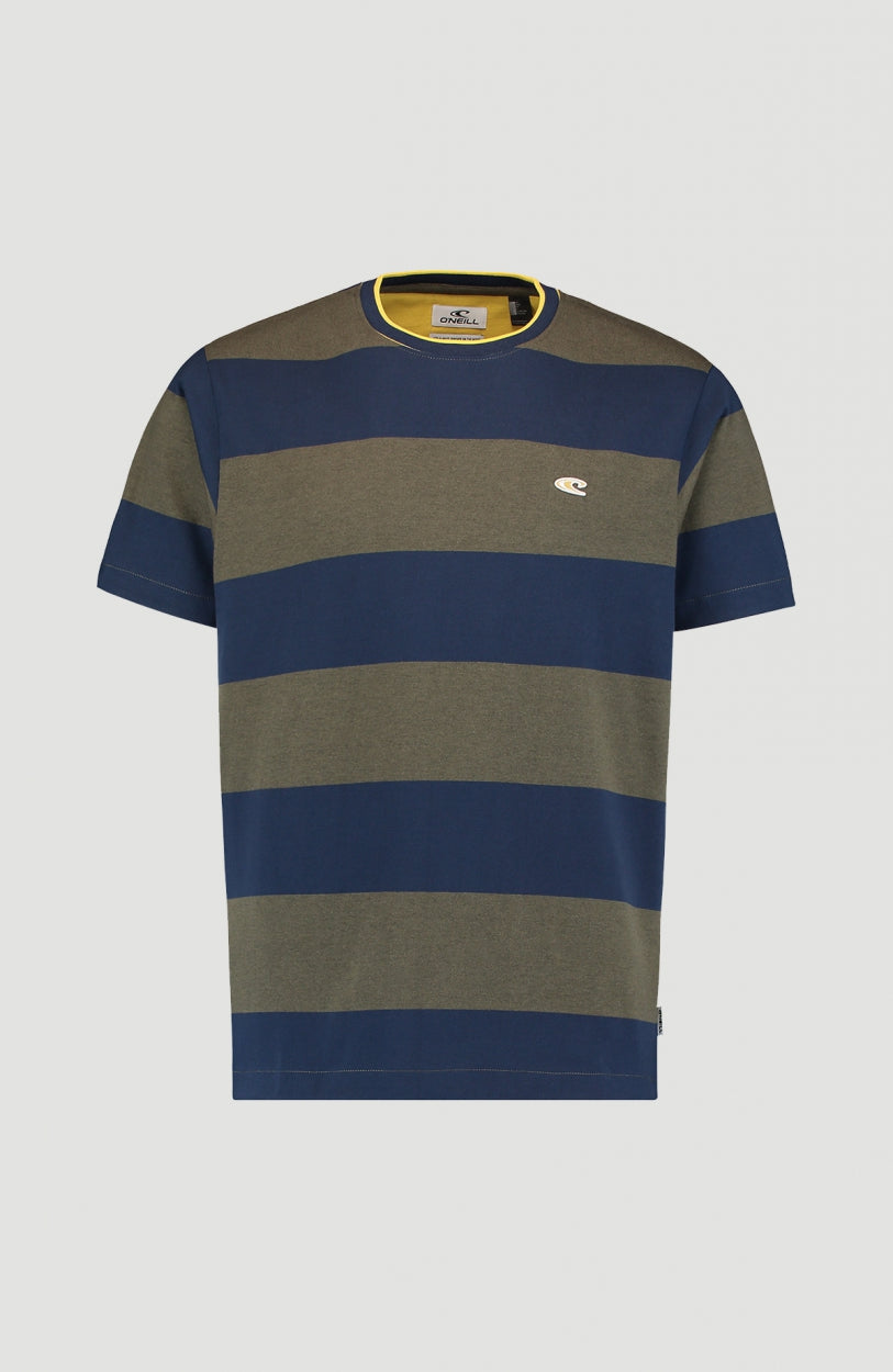 Block Stripe T-Shirt | Dark Green Melee