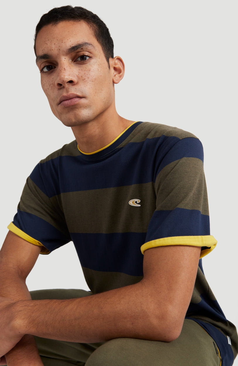 Block Stripe T-Shirt | Dark Green Melee