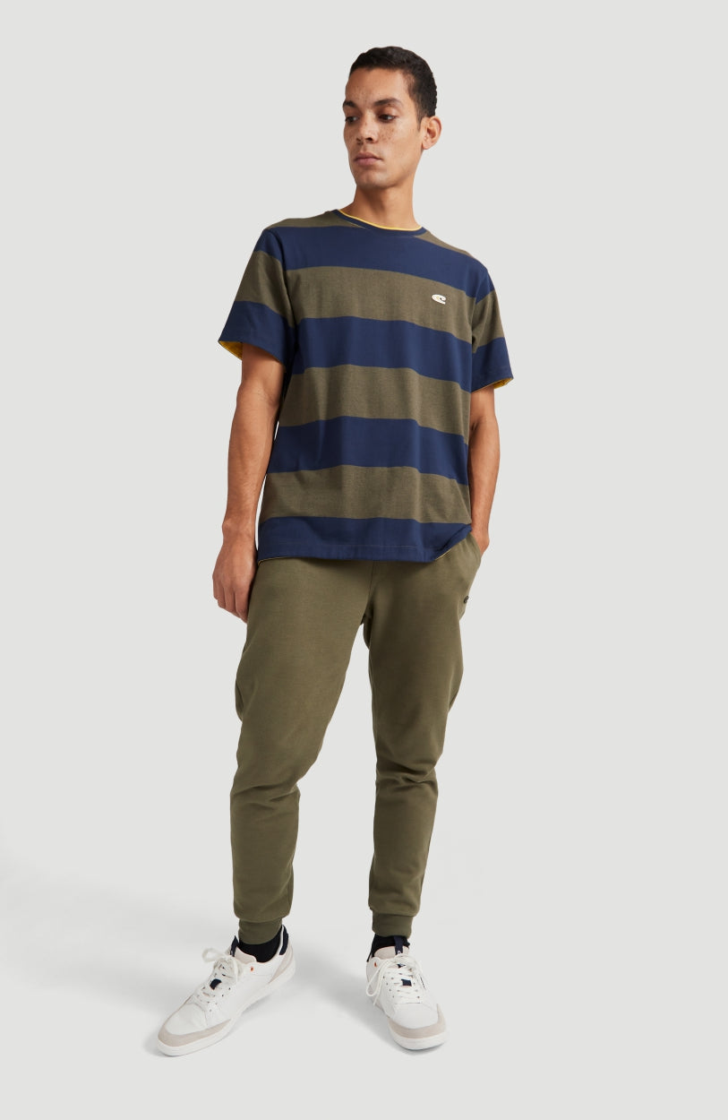 Block Stripe T-Shirt | Dark Green Melee