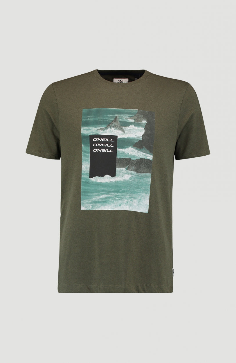 Cali Ocean T-Shirt | Dark Green Melee