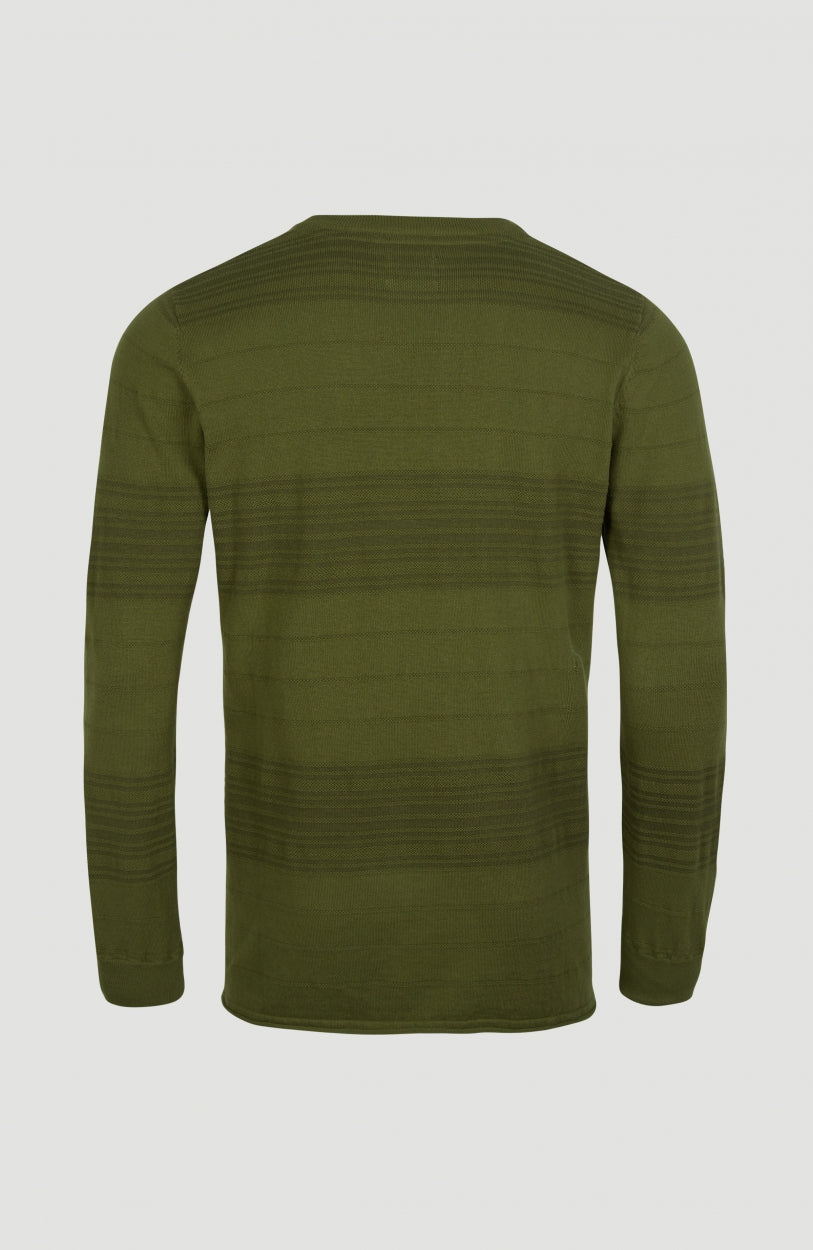 Stripe Crew Neck Pullover | Winter Moss
