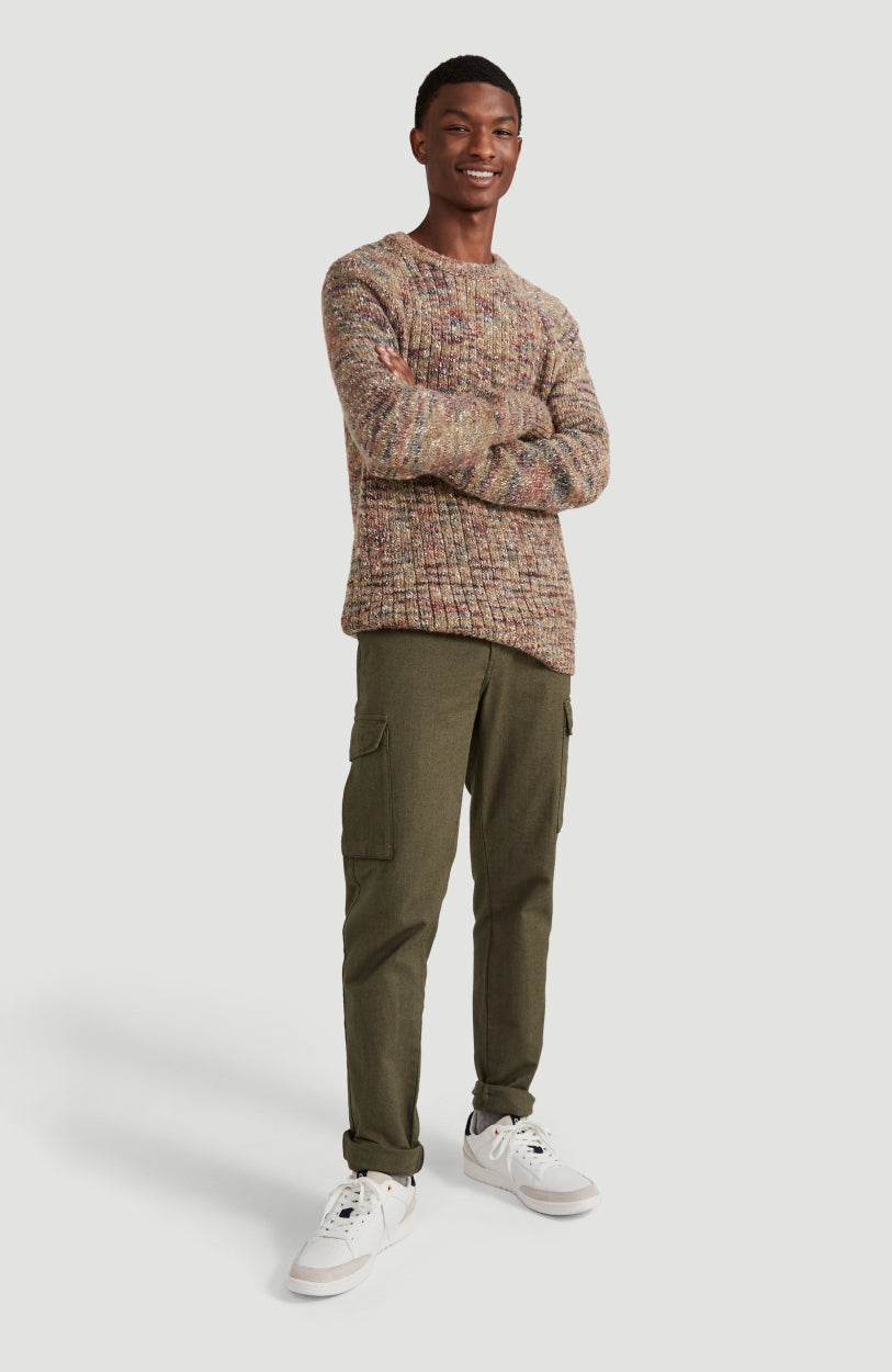 Melange Crew Neck Pullover | Wenge