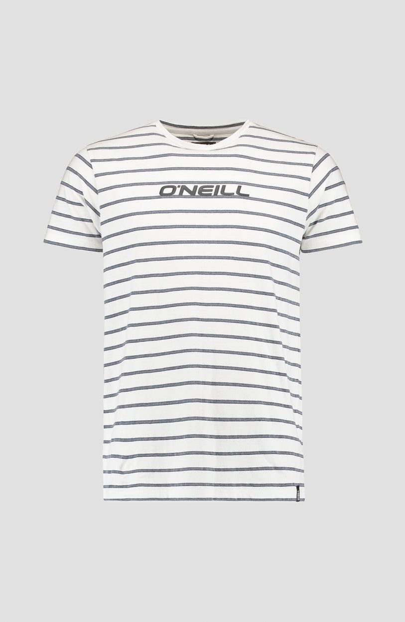 Combi Stripe Crew Neck T-Shirt | Powder White