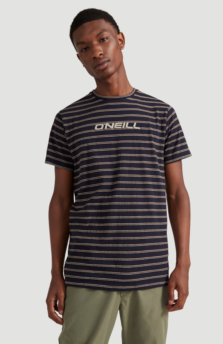 Combi Stripe Crew Neck T-Shirt | Ink Blue -A