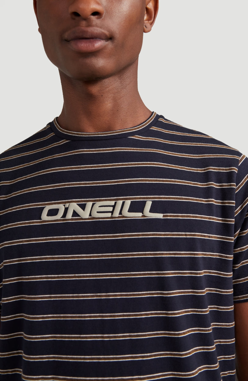 Combi Stripe Crew Neck T-Shirt | Ink Blue -A
