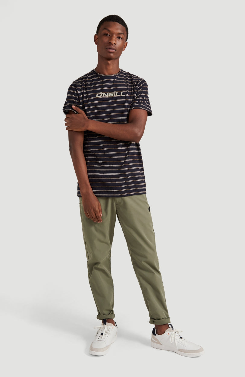 Combi Stripe Crew Neck T-Shirt | Ink Blue -A