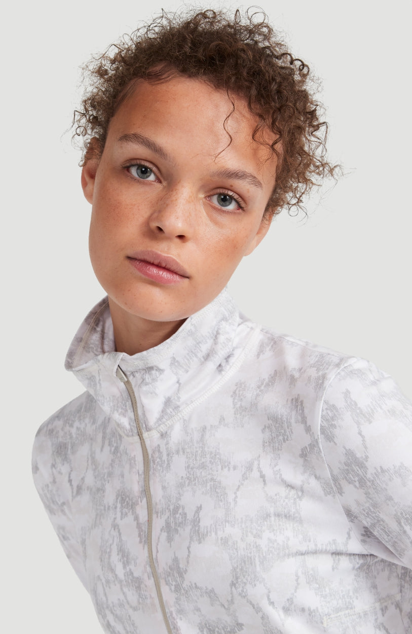 All Over Print Clime Full Zip Fleece | White With Brown