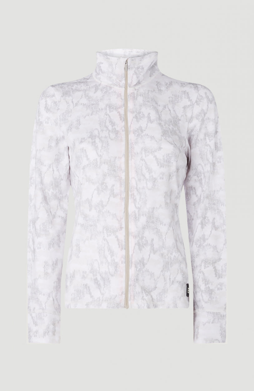 All Over Print Clime Full Zip Fleece | White With Brown