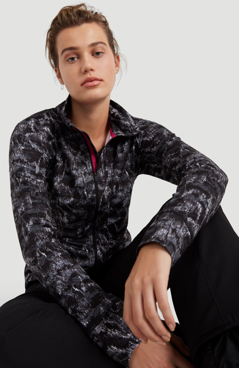 All Over Print Clime Full Zip Fleece | Black With White