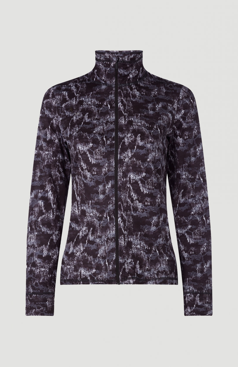All Over Print Clime Full Zip Fleece | Black With White