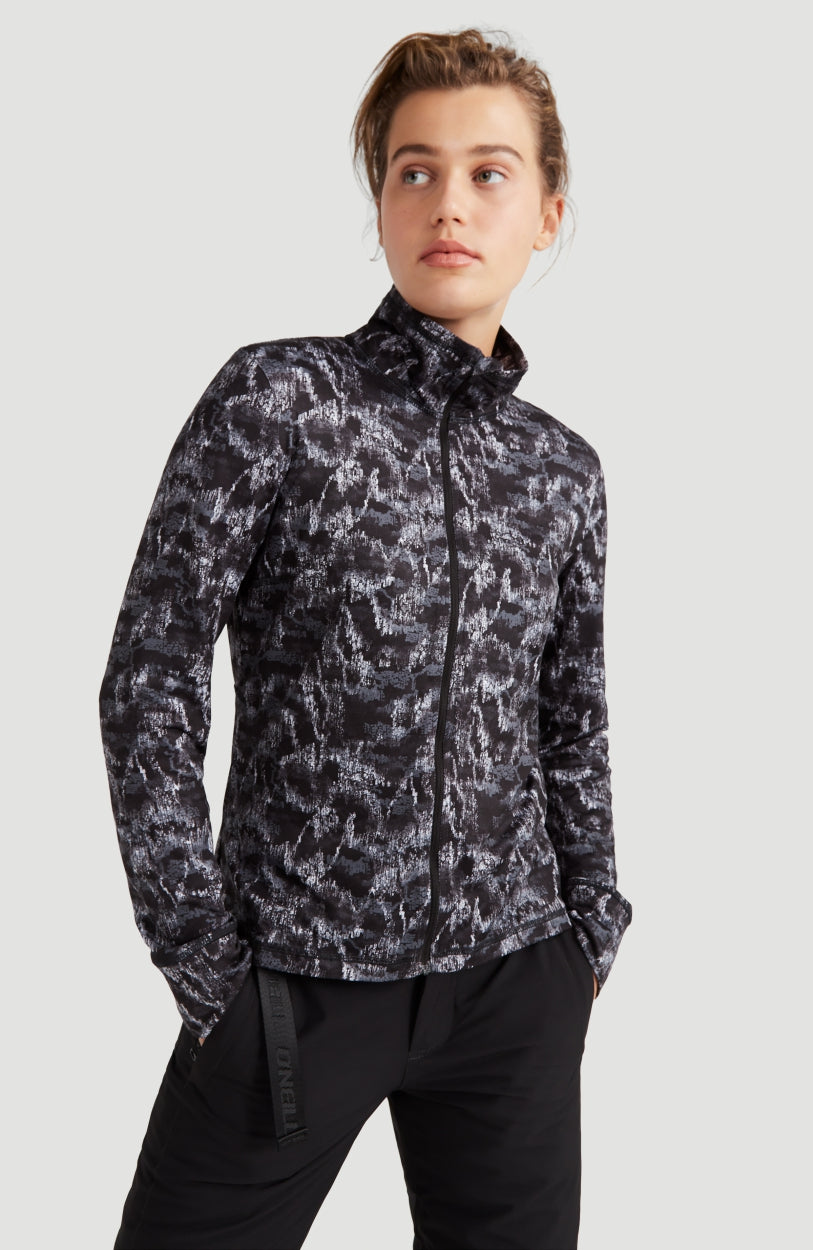 All Over Print Clime Full Zip Fleece | Black With White