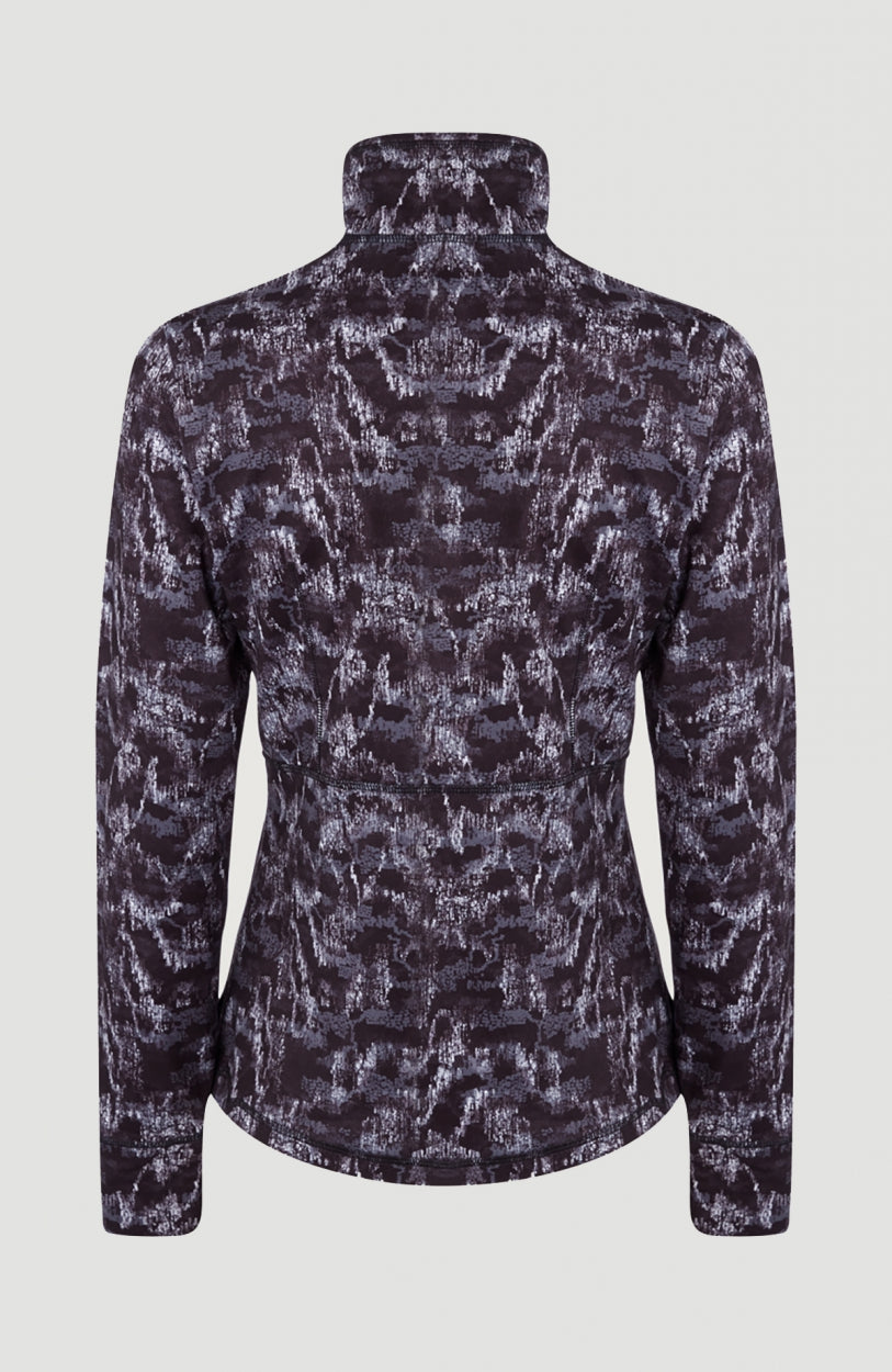 All Over Print Clime Full Zip Fleece | Black With White
