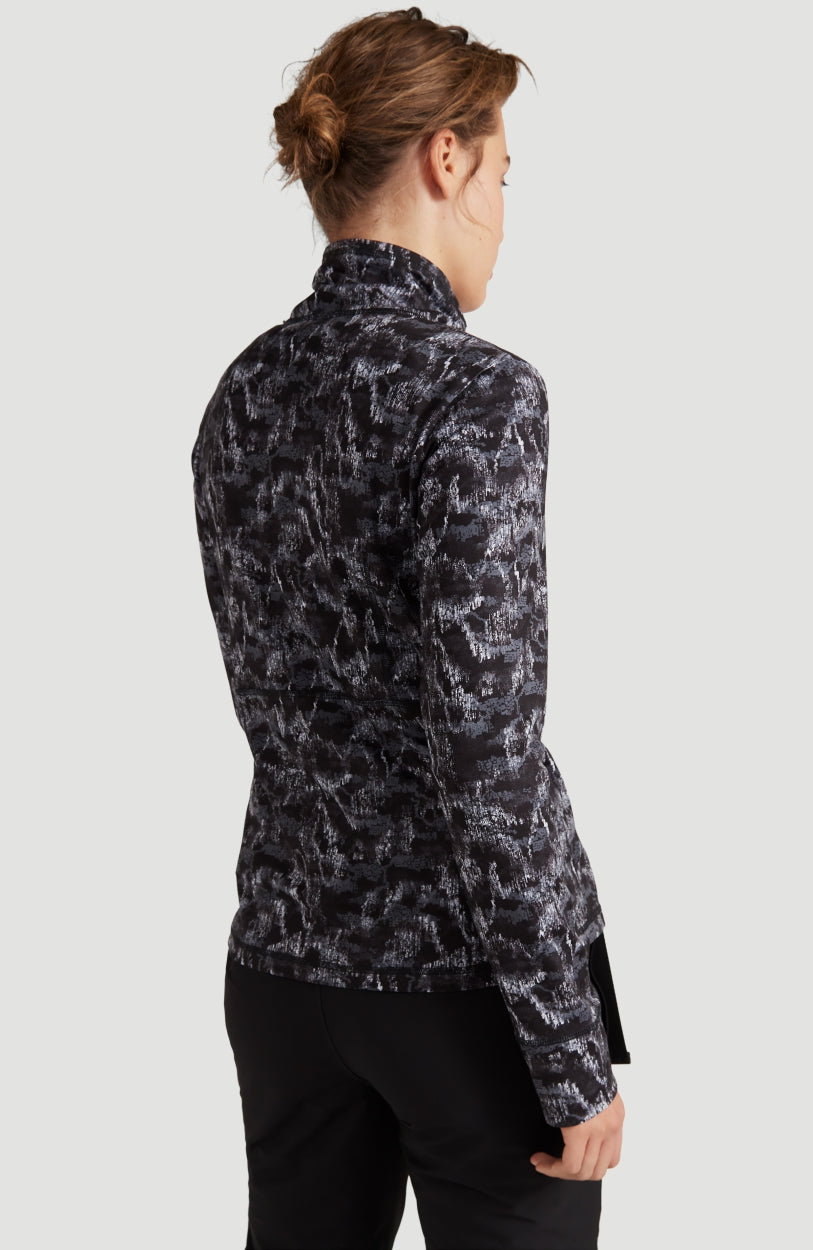 All Over Print Clime Full Zip Fleece | Black With White