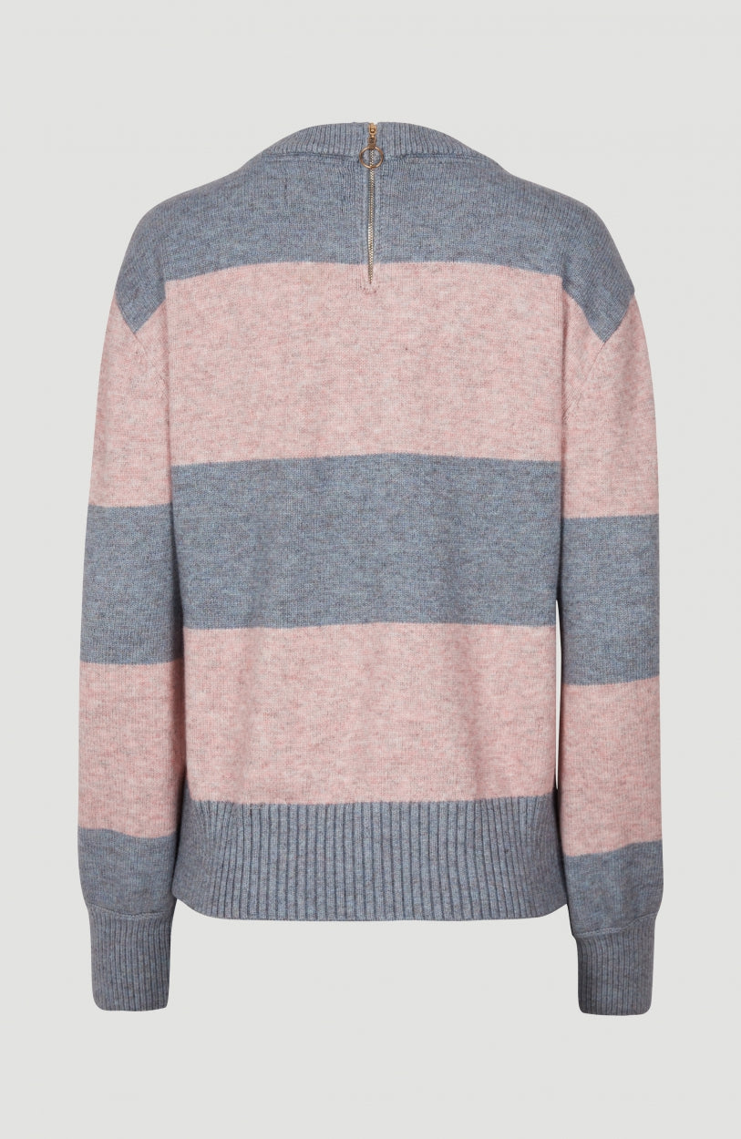 Block Striped Pullover | Blue With Pink or Purple