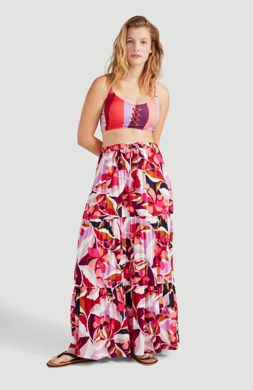 Endless Summer All Over Print Maxi Skirt | Red With