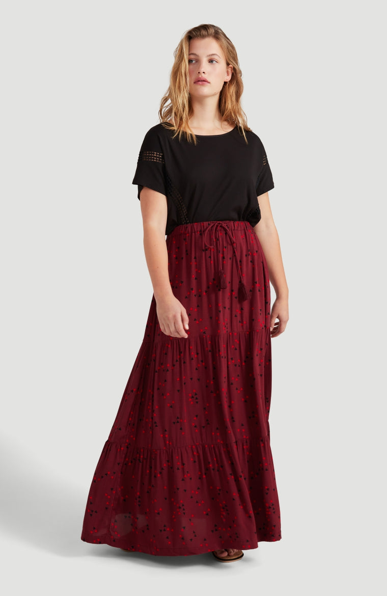 Endless Summer All Over Print Maxi Skirt | Red With Pink or Purple
