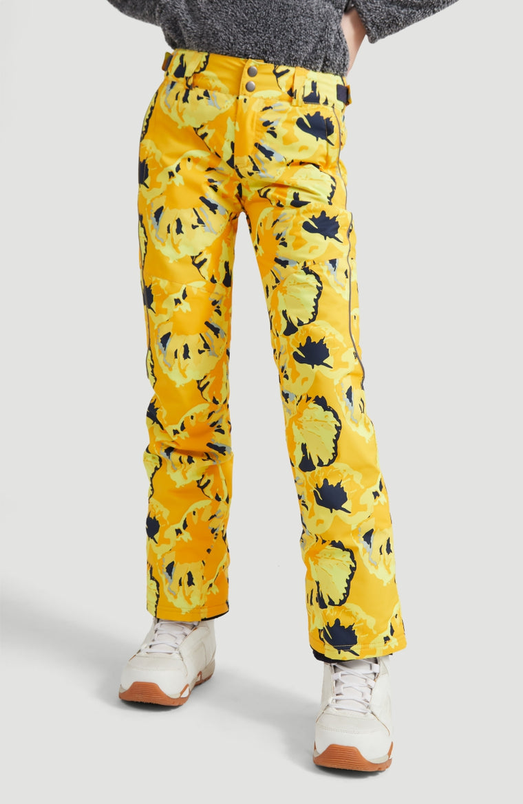 Charm All Over Print Snow Pants | Yellow With Brown