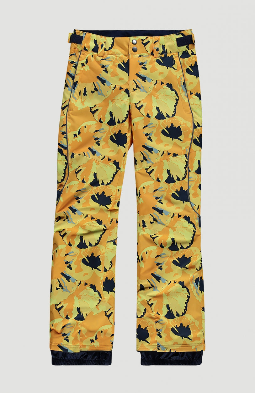 Charm All Over Print Snow Pants | Yellow With Brown