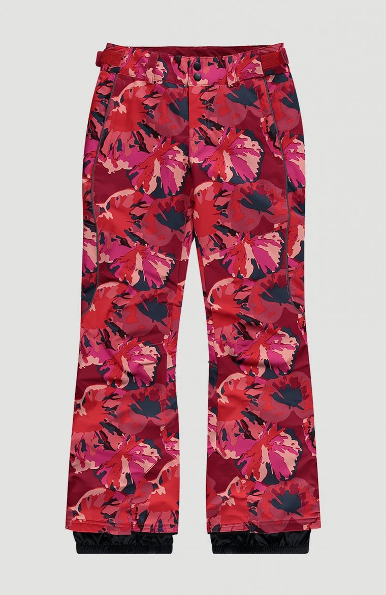 Charm All Over Print Snow Pants | Red With Pink or Purple
