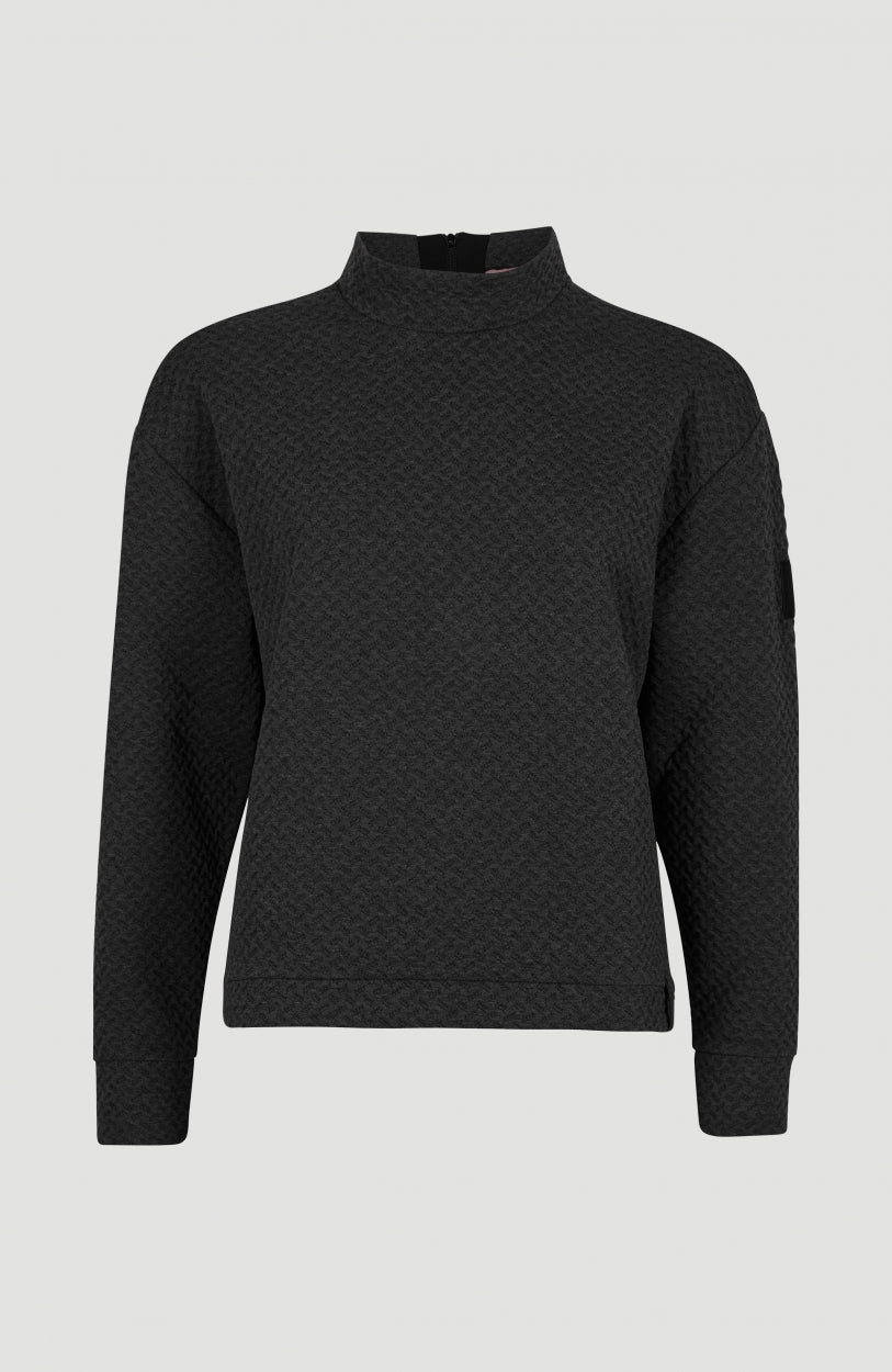 Aralia Quilted Crew Neck Sweatshirt | Dark Grey Melee -A