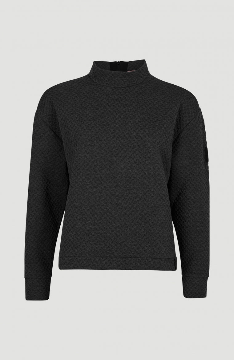 Aralia Quilted Crew Neck Sweatshirt | Dark Grey Melee -A