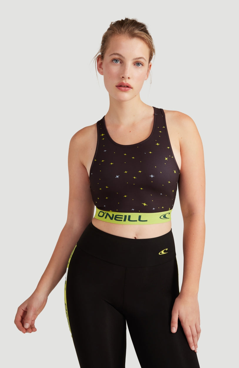 Active Racer Sports Bra | Black With Yellow
