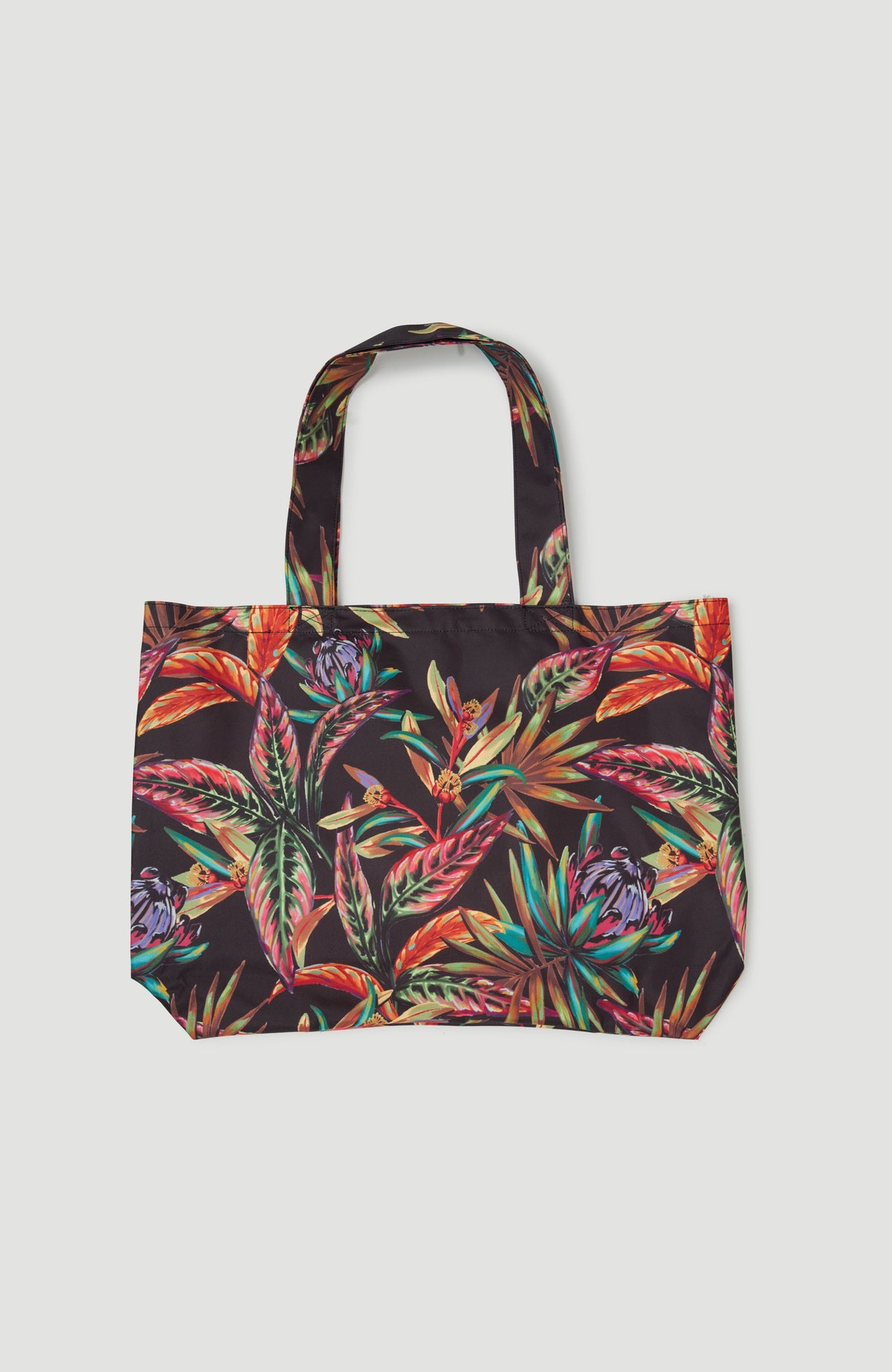 Coastal Print Tote | Black Tropical Flower