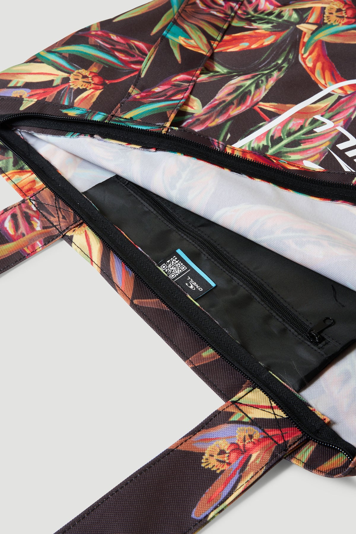 Coastal Print Tote | Black Tropical Flower