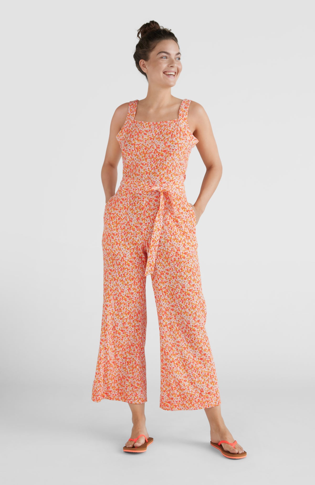 Belted Wide Leg Jumpsuit | White AO 3