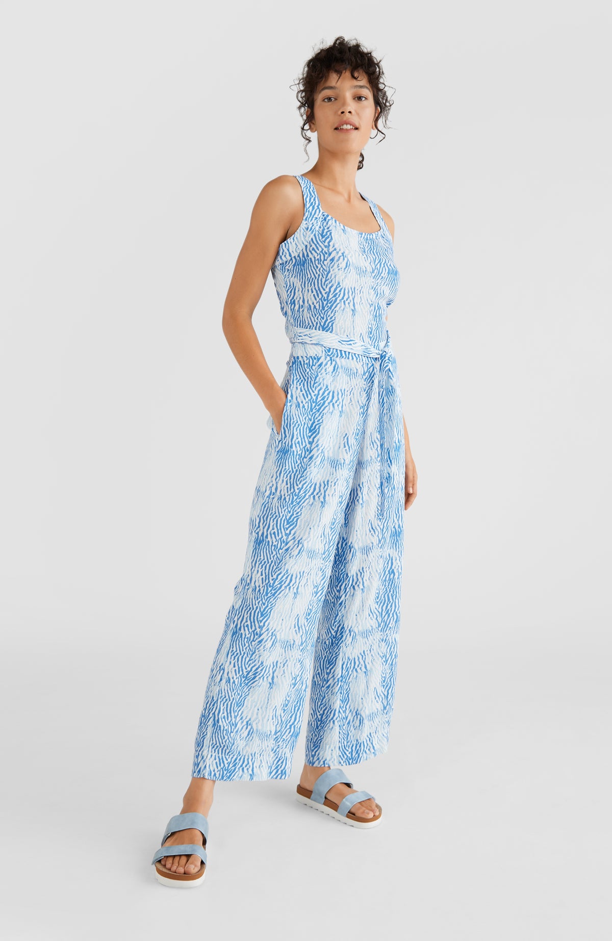 Belted Wide Leg Jumpsuit | Blue AO 2