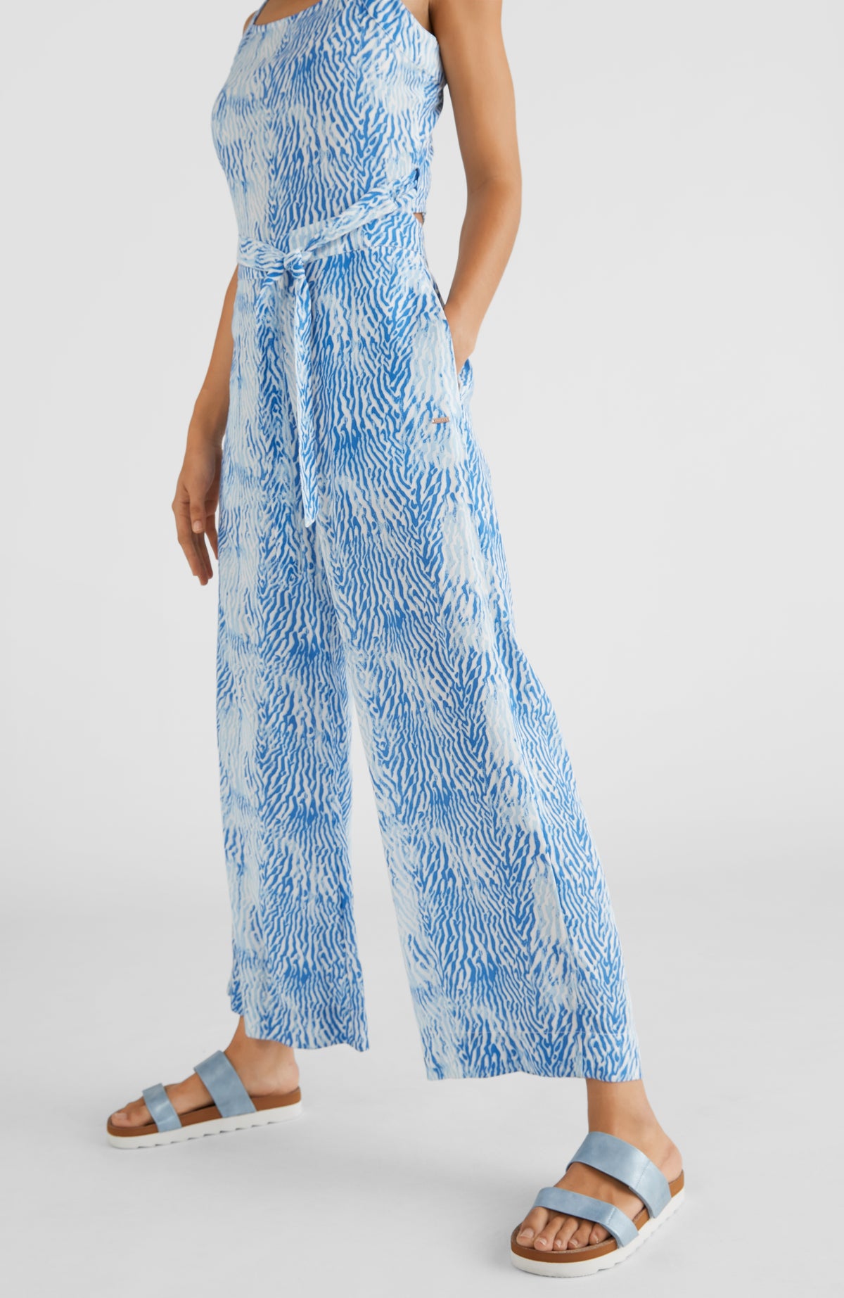 Belted Wide Leg Jumpsuit | Blue AO 2