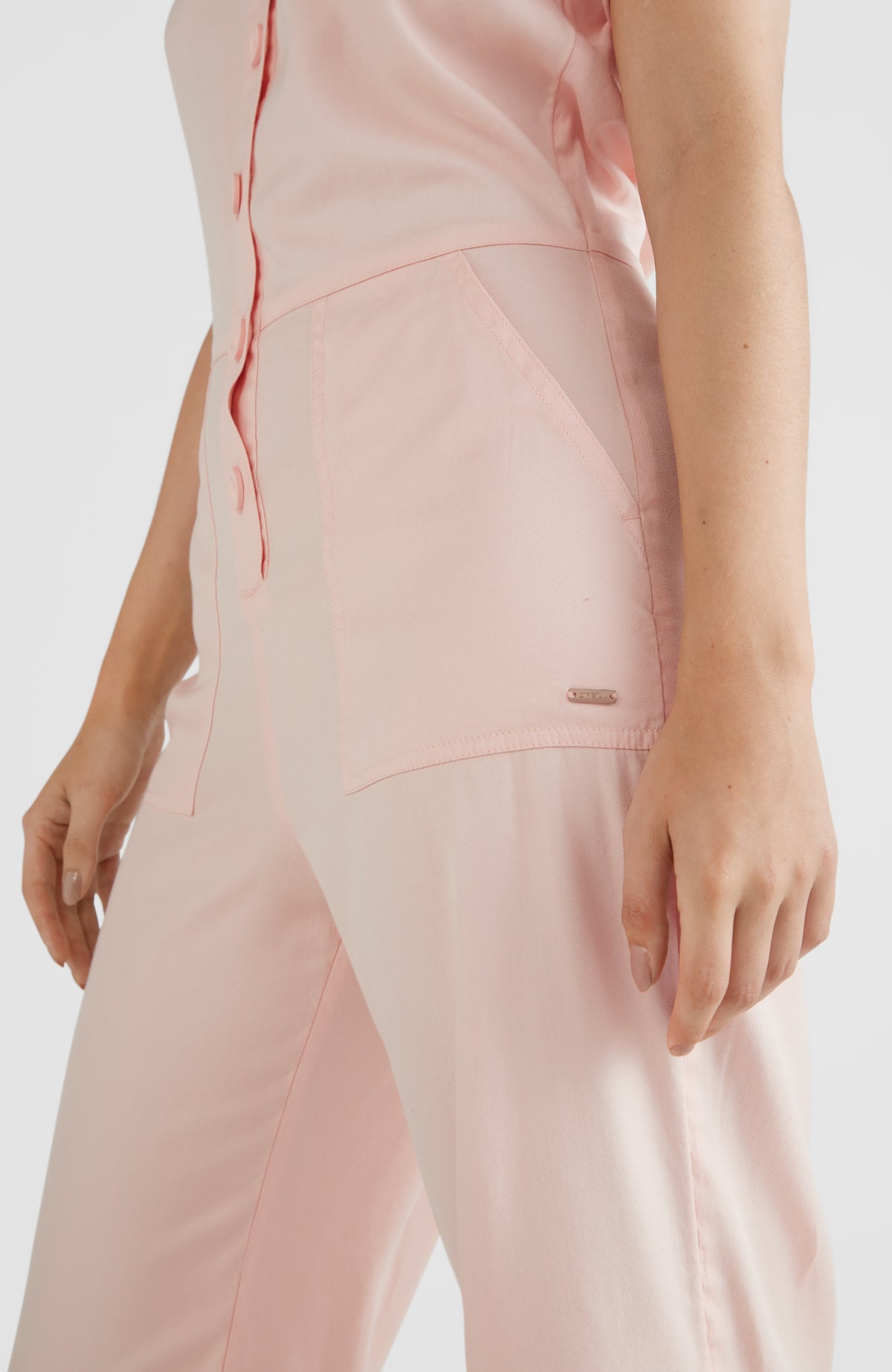 Button Straight Leg Jumpsuit | Tropical Peach