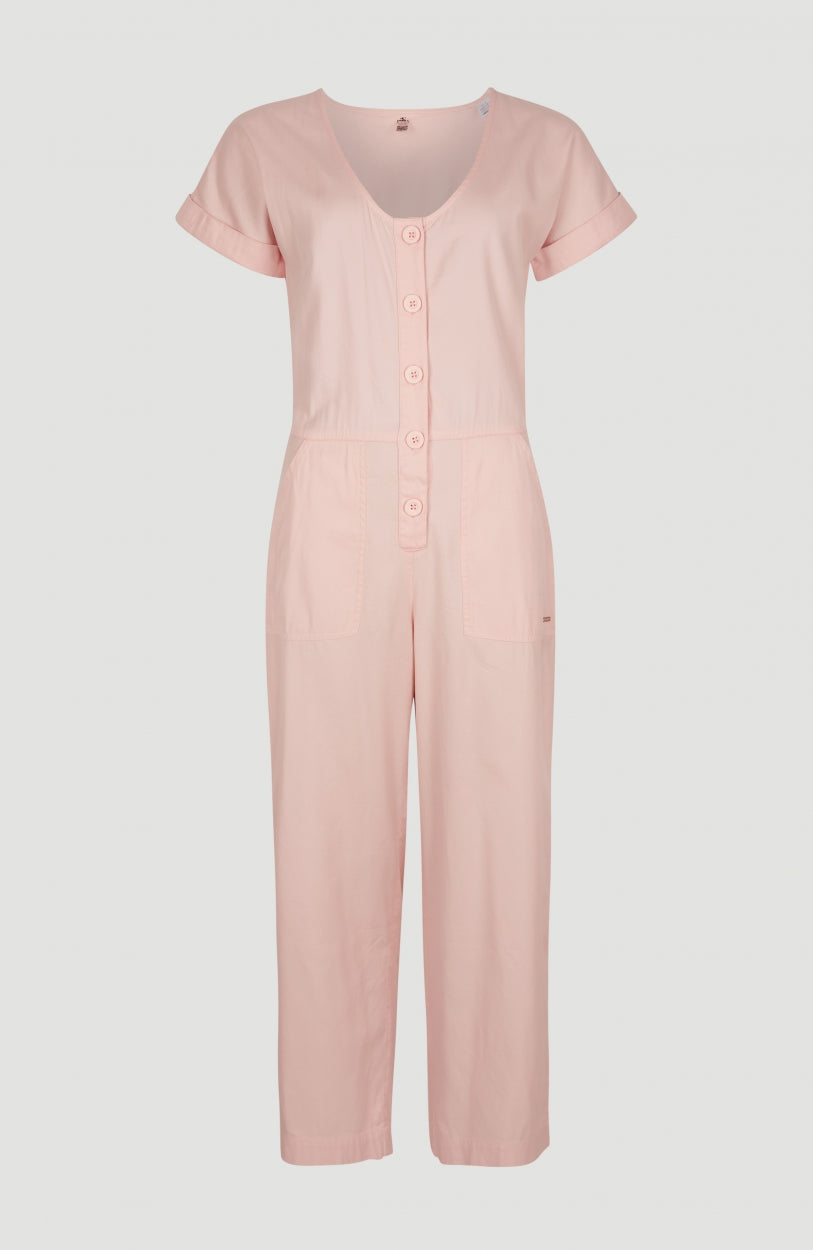 Button Straight Leg Jumpsuit | Tropical Peach